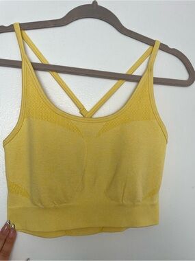 AYBL Yellow sports bra with crisscross back